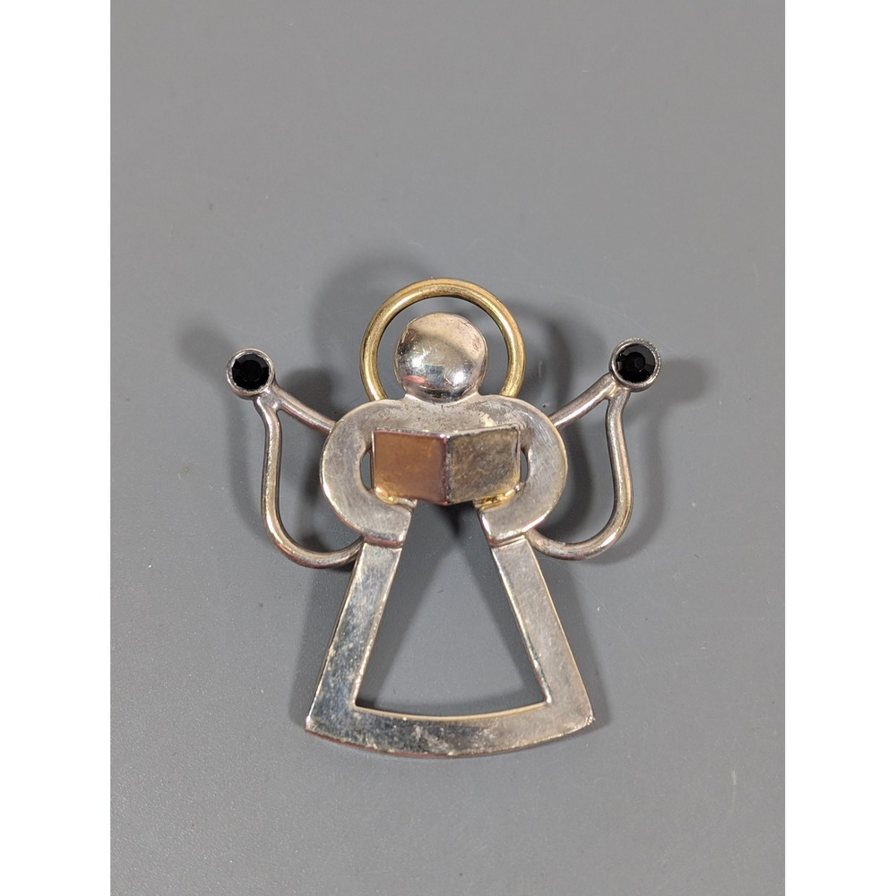 Vintage BEST Jewelry Co Choir Angel Pendant Two Tone Silver Gold Tone